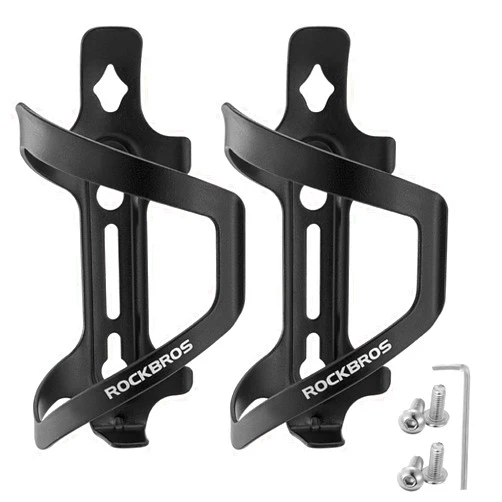 ROCKBROS Bike Water Bottle Holder Cage Aluminum Alloy Bicycle Water Bottle Cage Brackets Bike Cup Holder for Road Mountain Bikes Black
