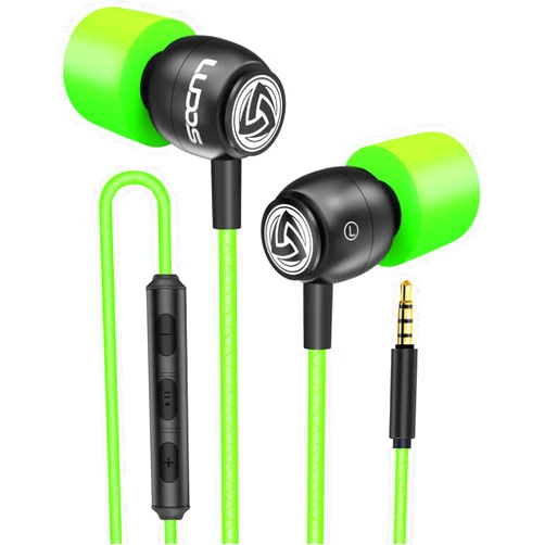 LUDOS Clamor Wired Earbuds in-Ear Headphones, 5 Years Warranty, Earphones with Microphone, Noise Isolating Ear Buds, Memory Foam for iPhone, Samsung, School Students, Kids, Women, Small Ears - Green