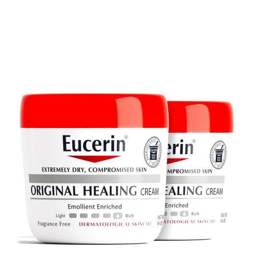 Eucerin Original Healing Cream, Unscented Body Cream for Extremely Dry, Sensitive and Compromised Skin, Emollient Enriched Body Moisturizer, 16 Oz Jar, Pack of 2