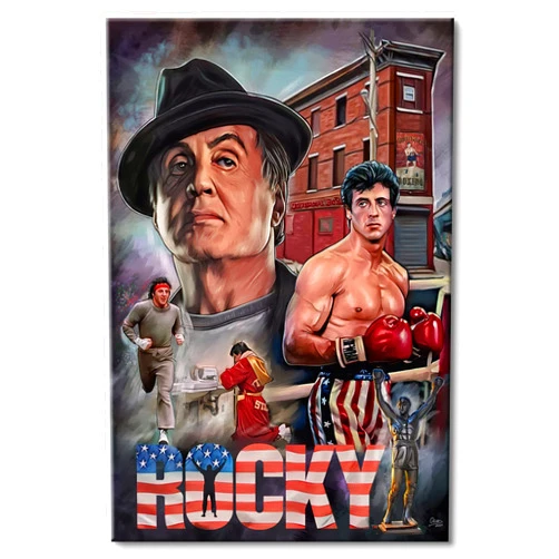 FGTIJXWY Poster Sylvester Stallone Classic boxing Movie Posters motivational wall art Living Room office wall decor Bedroom Home Decor Canvas Art HD Print sports poster（12x16inch unframed）