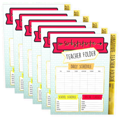 Carson Dellosa Education Aim High Substitute Teacher Folder, Multicolored, Pack of 6 (CD-136020-6)