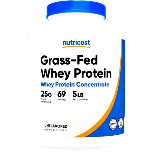 Nutricost Grass-Fed Whey Protein Concentrate (Unflavored) 5LBS - Undenatured, Non-GMO, Gluten Free