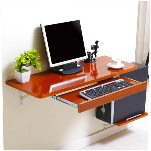 Geovne Wooden Wall Mounted Table Computer Desk,Wall Table Small Space Bedroom Children Study Desk,Home Office Workbench Space Saving, Simple Design,5 Colors (Walnut Color,80x40/32x16in)