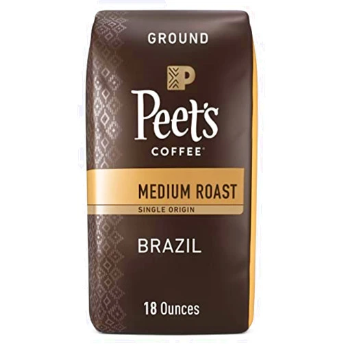 Peet's Coffee, Medium Roast Ground Coffee - Single Origin Brazil 18 Ounce Bag