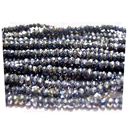 WORLD WIDE GEMS BEADS GEMSTONE 5 Strand Natural Black Spinel Gem Stone Beads, Micro Faceted Coated Rondelle Beads, 3mm Beads 14 Inches Code-HIGH-18666