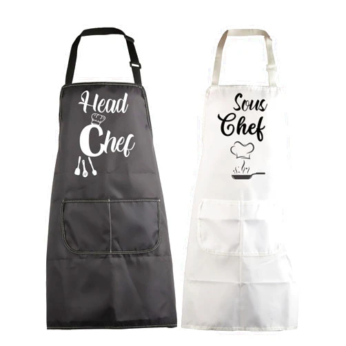 MBMSO Head Chef and Sous Chef Aprons Matching Family Aprons with Pockets Mum Dad Son Daughter Kitchen Apron Housewarming Gift