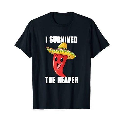 Hottest Gifts Ever I Survived Carolina Reaper Spicy Chili Red Pepper Hot Sauce T-Shirt