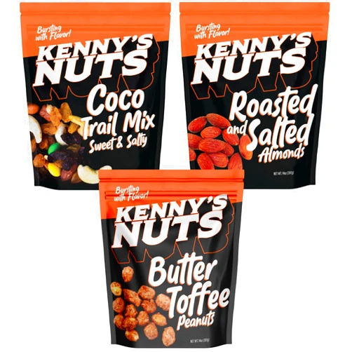 Kenny's Nuts butter toffee - Kenny's Nuts - Variety Pack Mix. (3-Pack) - Butter Toffee Peanuts, Roasted & Salted Almonds, Sweet and Salty Trail Mix - Mixed Nuts Pack