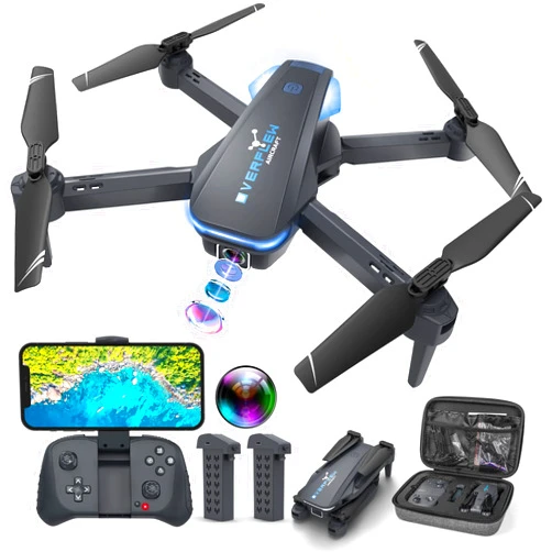 Hiturbo Drone with 1080P Camera for Beginners and Kids, Foldable Remote Control Quadcopter with Voice Control, Gestures Selfie, Altitude Hold, One Key Start, 3D Flips, 2 Batteries, Toy for Boys Girls