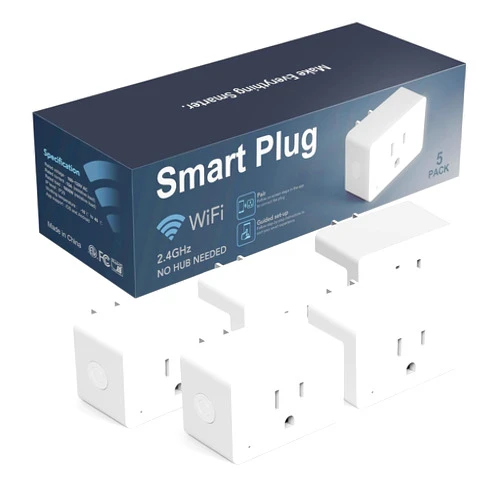 DAYBETTER Smart Plug Mini 15A, Smart Home WiFi Outlet Compatible with Alexa & Google Home, App Remote Control & Timer Function, No Hub Required, 2.4GHz WiFi Only, ETL&FCC Certified，White, （5-Pack)