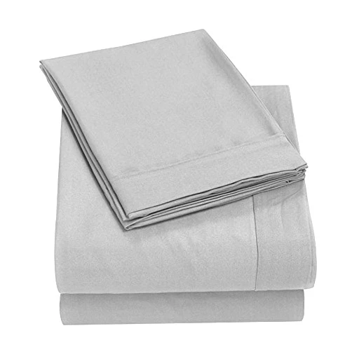Generic Solid 4-Piece Bedding Set Includes 1 90x102 Flat Sheet, 1 60x80 Fitted Sheet, and 2 20x30 Pillowcases, Gray