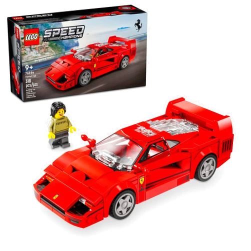 LEGO Speed Champions Ferrari F40 Supercar, Toy Car Model Building Set with Driver Minifigure, Collectible Ferrari Toy for Kids Ages 9 and Up, 76934