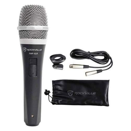 Rockville RMP-XLR Dynamic Cardioid Professional Microphone W/ Cable + Clip, Black