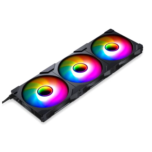 Phanteks M25-140 Gen2 Reversed Blade Triple Pack, 3X 140mm ARGB High Performance Cooling Fans, Daisy-Chain Unified Fan Frame, Infinity Mirror hub, Single Cable Connection, Black