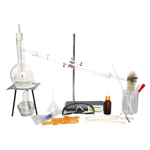Cherish XT New 500ML Lab Essential Oil Distillation Apparatus Glass Distillation Apparatus Chemistry Glassware Set Water Distiller Purifier with Condenser Pipe Flask for Home Industrial Science Teaching
