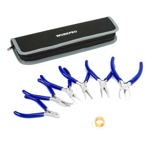 WORKPRO 7-Piece Jewelers Pliers Set, Jewelry Making Tools Kit with Easy Carrying Pouch (Blue)