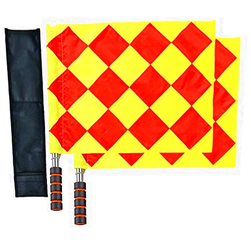 Wrzbest Football Soccer Linesman Referee Flags,Metal Pole Foam Handle with Carrying Tote (Soccer Referee Flags)