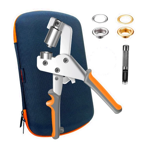 HAPDEN Heavy Duty Grommet Kit with Bag and 200 pcs 10mm Grommets, Complete Eyelet & Grommet Tool Kit for DIY Tarp Ring Repair and Installation