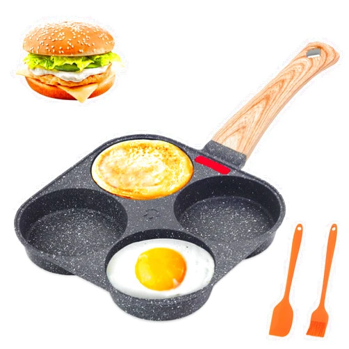AHFLRITO Egg Pan, 4 Cup Egg Pans Nonstick, Healthy Breakfast Pancake Pan, Aluminum Omelette Pan, Easy Clean Small Egg Frying Pan, Fried Egg Cooker Suitable for Gas Stove & Induction Cookware