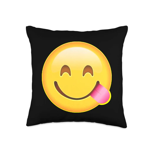 Proud Funny Sarcasm Phone Characters Emoticon R Us Silly Tongue Out Crazy Smile Cute Yellow Funny Throw Pillow, 16x16, Multicolor