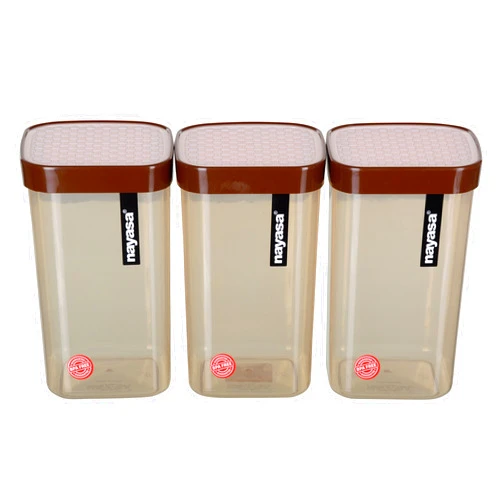 Nayasa Superplast Plastic Fusion Container 1 Litre Set of 3 Brown