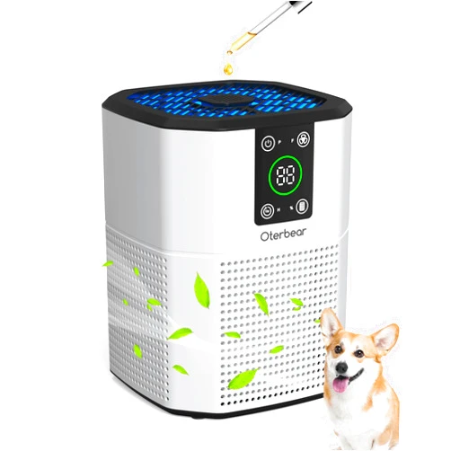 Oterbear Air Purifiers for Home Bedroom Pets, Oterbear Small Air Purifier with Sleep Mode, Aroma Function, Ambient Light, H13 True HEPA Air Filter Cleaner, Remove Dander Smoke Pollen Odor, White