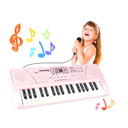 M SANMERSEN Upgraded 37 Key Kids Piano Keyboard with Microphone Music Toys for 3 4 5 6 Year Old Girls, Pink