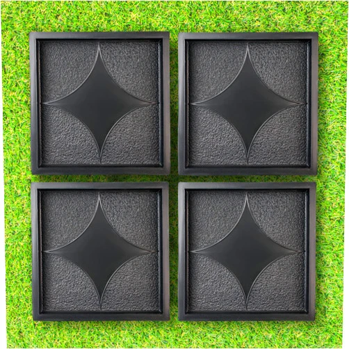 BETONEX Plastic Molds Concrete Set Patio Paving Mold 4 pcs - Big Large Pathmaker Precast Concrete Molds and Forms Stampcrete for Walkways - Beautiful Cobblestone Molds for Concrete, Reusable