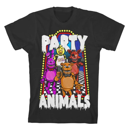 Bioworld Five Nights at Freddy's Party Animals Boy's Black T-Shirt