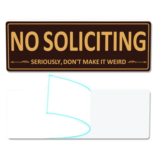 I-CowFun (2 Pack) Metal Self-Adhesive No Soliciting Sign for Front Door, 7.5