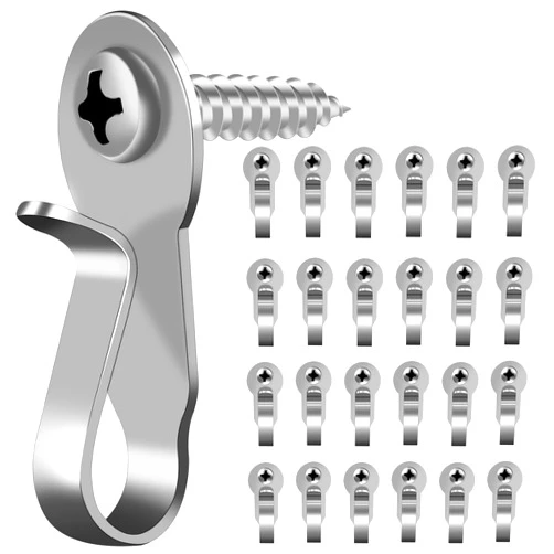 DINGEE 24 Pack Stainless Steel Screw in Hooks for Outdoor Light Hooks,Christmas Light Clips Hanger Hooks,Small Screw Hooks for Patio Light,Plants,Wind Chimes, Christmas Light Hooks