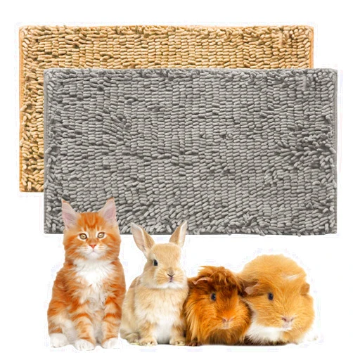 Wcgfoever 2 Pack Washable Guinea Pigs Cage Liners,35''x24'', Rabbits Fleece Bedding, Soft Warm Chenille Small Animals Sleep Bed Mat, Reusable Pet Pee Pads for Rats Cage Ferrets Bunnies Chinchillas