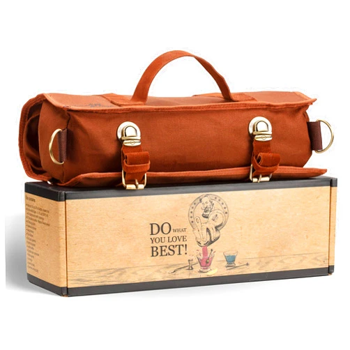 Mixology & Craft Travel Bartender Bag (Without Tools) | Best Bar Kit Bag for Carrying Your Bar Tools with Style | Professional Bartender Roll with Shoulder Strap for Perfect Storage | Mix Awesome Cocktails Anywhere