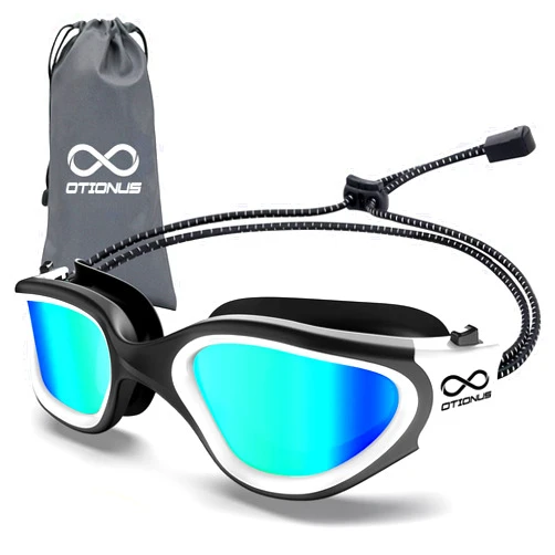 Otionus Swim Goggles, Polarized Adult Swimming Goggles Bungee Strap No Hair Pulling Anti-fog Pool Goggles for Men Women