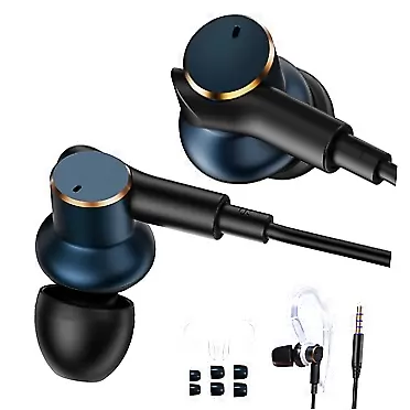 SUYUZREY Wired Earbuds bass dynamic and Hi-Res iron ring dual drive in-ear headphones with mic, Hi-Fi Stereo noise reduction 3.5mm jack Earphones,Memory foam ear buds Noise isolation (iron ring dual drive)