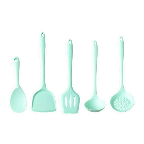 CERISIAANN Silicone Spatula Set, 5 Pieces Kitchen Utensils, Non-Stick Silicone Cooking Utensils for Baking Cooking Silicone Kitchenware 5-piece Set Green