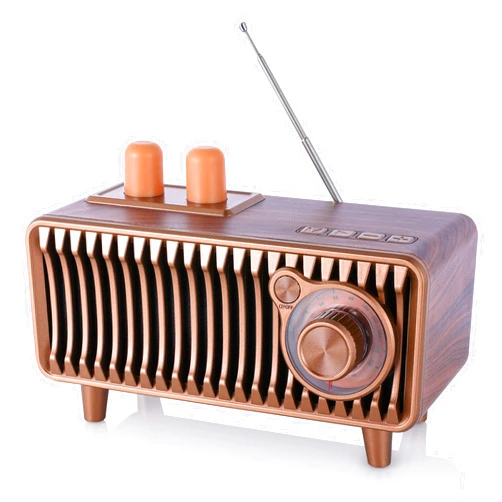 CYBORIS Retro Bluetooth Speaker, Vintage Radio Walnut Wood Rotary FM Radio 20W Dual Speakers Stereo,with U Disk/TF Card/Aux Music Player Function,Portable Wireless Speakers for Home, Office Decor