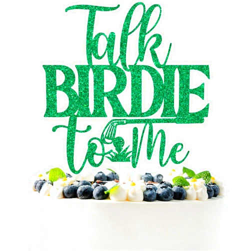 PYBHILK Green Glitter Talk Birdie to Me Cake Topper, Officially Retired/Happy Retirement, Golf Themed Rude Retirement Party Decorations Supplies