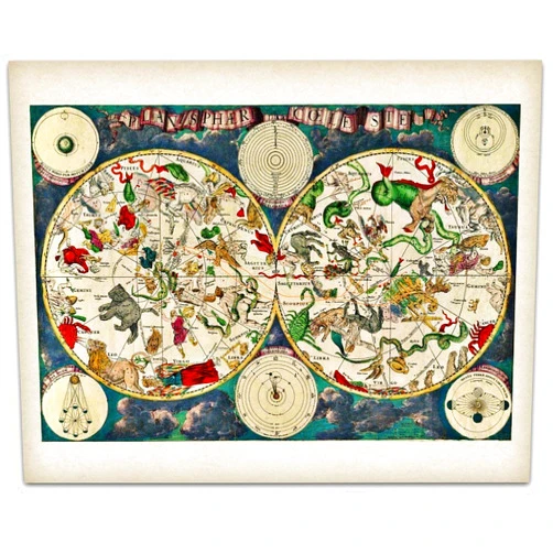 Lone Star Art Astrology Posters - Planisphere Celeste Map - Zodiacs of the Night Sky -11x14 Unframed Art Print - Great Vintage Zodiac Poster, Astrology and Aptitude Vintage Home Wall Decor for Astrology Enthusiasts