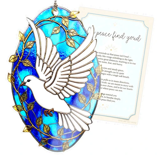 Alcarin Dove Ornament - Peace Dove – Holy Spirit Suncatcher | Memorial Gift – Baptism & Sympathy Keepsake – Christmas Ornament 2025 - White Elephant Gifts - Xmas Tree Funny Decoration