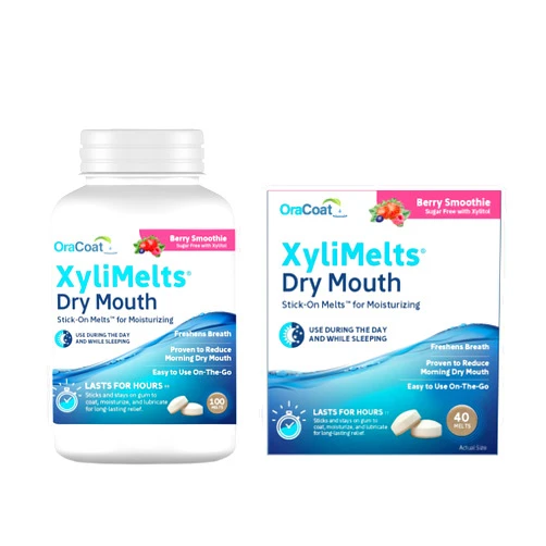 OraCoat XyliMelts Dry Mouth Relief Bundle Berry Smoothie 100 Count and 40 Count