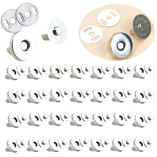DZTIAN 100 Sets 18mm Silver Magnetic Button Clasp Snaps Great for Sewing Craft Leather Clothes Purses Bags with Washer Nickel