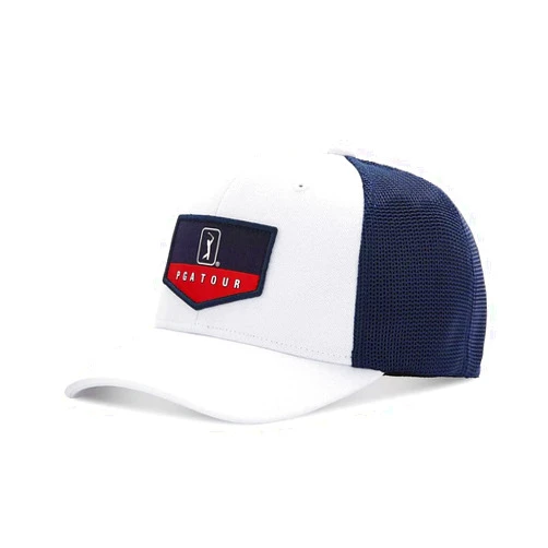 PGA TOUR Men's Americana Trucker Style Golf Hat, Bright White