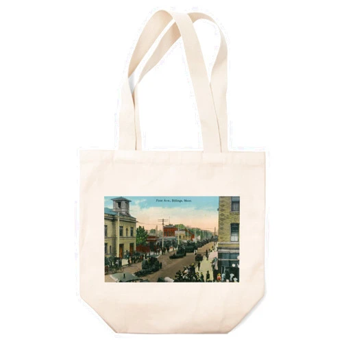 Lantern Press Billings, Montana, View of a Procession of Tractors on First Avenue (100% Cotton Canvas Reusable Tote Bag)