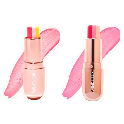 Winky Lux Tri Lip Balm Duo, Pink Lemonade & Strawberry Rose - Hydrating, Nourishing Lip Care with Jojoba Oil & Vitamin E, Sheer Pink Tint, Moisturizes & Softens Dry Lips, Buttery Soft with Juic
