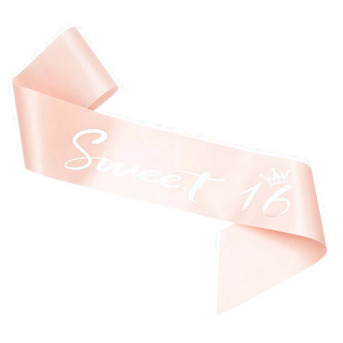 BRT Bearingshui Rose Gold 16th Birthday Sash with Gold Foil Words, Sweet 16 Birthday Satin Sash Birthday Gift 16th Birthday Accessories for Girls