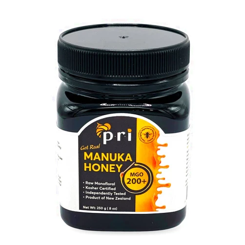 P.R.I Manuka Honey, Certified MGO 200+, Raw New Zealand Manuka Honey, 250g Jar