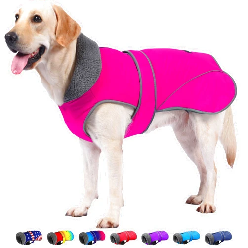 Dogcheer Dog Coat, Waterproof Dog Jacket Christmas Dog Winter Coat with Leash Hole, Reflective Adjustable Dog Snow Jacket Snowsuit Cozy Pet Winter Clothes for Small Medium Large Dogs - Pink, S