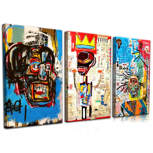 Donahue Art 3 Pcs Modern Street Graffiti Wall Art Abstract Poster Print Wall Decor Artist Blue Print Canvas Painting for Living Room Bedroom Bathroom Office Home Decorations Unframed (Framed, 16