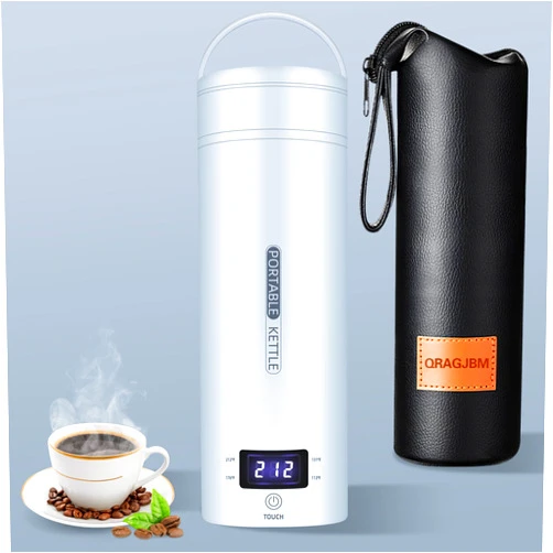 QRAGJBM Travel Electric Kettle Portable Small Mini Tea Coffee Kettle Water Boiler, Water Heater with 4 Temperature Control,304 Stainless Steel with Auto Shut-Off & Boil Dry Protection, BPA-Free (Blue)